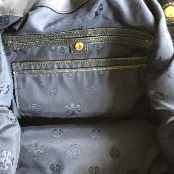 Tory Burch Navy Blue Nylon Cinched Tote Bag - Picture 12 of 14